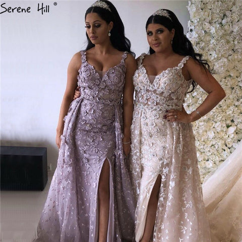 2025 Pink Sleeveless Handmade Flowers Evening Dresses Crystal Sexy Luxury Tulle Evening Gowns Real Photo LA60717