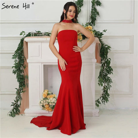 On Sale no return no refund Sale 2025 Black  Sexy Prom Dresses Halter Simple Jersey Formal  Evening Gowns Long LA6688