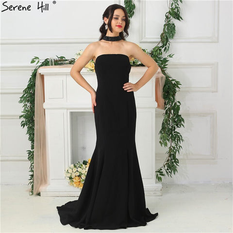 On Sale no return no refund Sale 2025 Black  Sexy Prom Dresses Halter Simple Jersey Formal  Evening Gowns Long LA6688