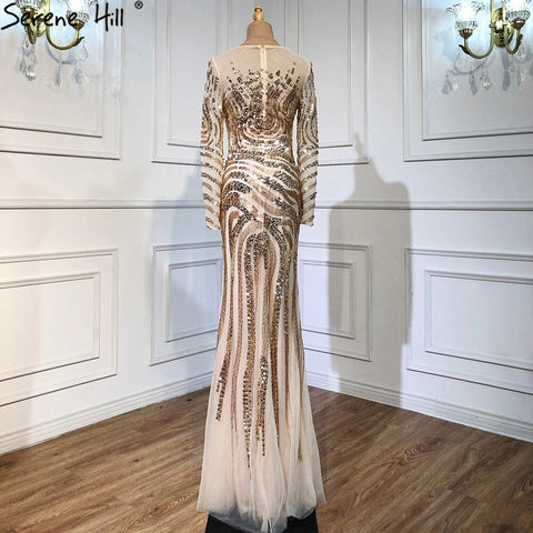 En solde, aucun retour, aucun remboursement. Vente 2025 Robe de soirée sirène de luxe haut de gamme avec perles, nouvelle collection, manches longues, mode, robes de soirée sexy, vraie photo LA6405 