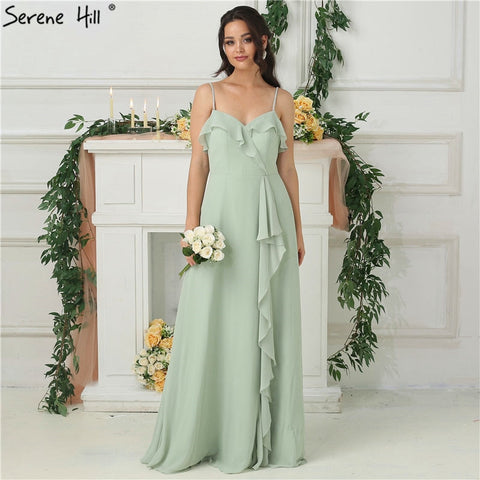 On Sale no return no refund Sale 2025 Mint Sleeveless Pleat Sexy Bridesmaid Dresses Chiffon Sleeveless Simple Bride Gowns Real Photo HA2181