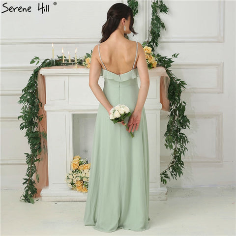 On Sale no return no refund Sale 2025 Mint Sleeveless Pleat Sexy Bridesmaid Dresses Chiffon Sleeveless Simple Bride Gowns Real Photo HA2181