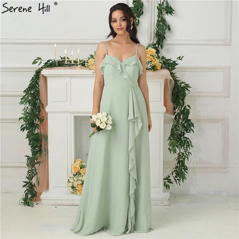On Sale no return no refund Sale 2025 Mint Sleeveless Pleat Sexy Bridesmaid Dresses Chiffon Sleeveless Simple Bride Gowns Real Photo HA2181