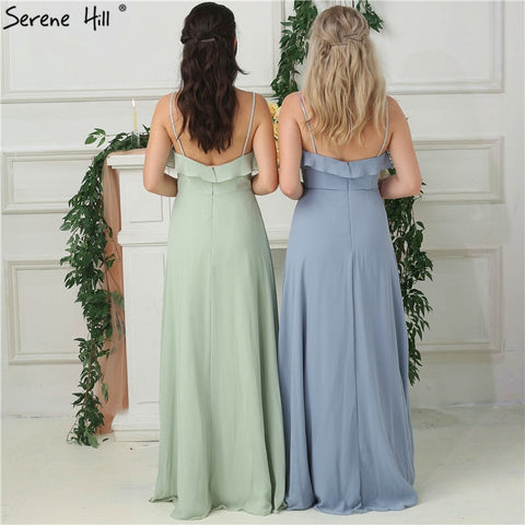 On Sale no return no refund Sale 2025 Mint Sleeveless Pleat Sexy Bridesmaid Dresses Chiffon Sleeveless Simple Bride Gowns Real Photo HA2181