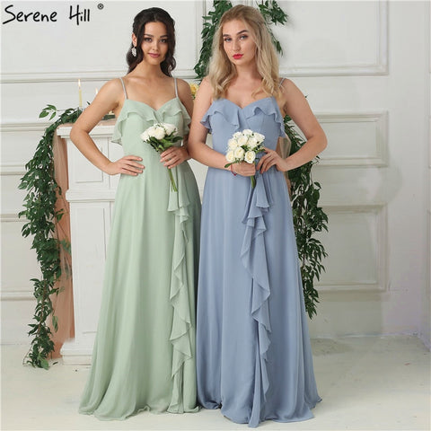 On Sale no return no refund Sale 2025 Mint Sleeveless Pleat Sexy Bridesmaid Dresses Chiffon Sleeveless Simple Bride Gowns Real Photo HA2181