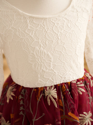 Tulle A-Line Full-Length Garden Boho Flower Girl Dress