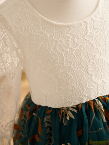 Tulle A-Line Full-Length Garden Boho Flower Girl Dress