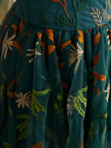 Burnt Orange Lace Tulle Embroidered Toddler Knee Length Flower Girl Dress