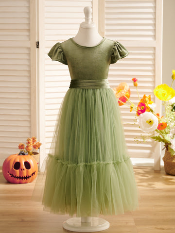 Velvet Floor-length Winter Flower Girl Dress