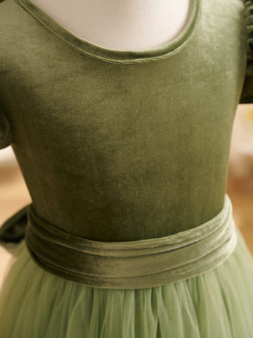 Velvet Floor-length Winter Flower Girl Dress