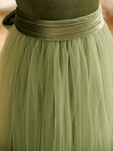 Velvet Floor-length Winter Flower Girl Dress