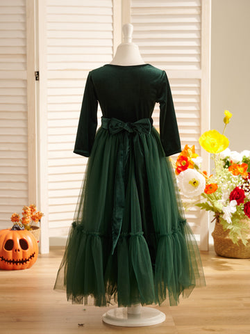 Velvet Ankle-length Winter Flower Girl Dress