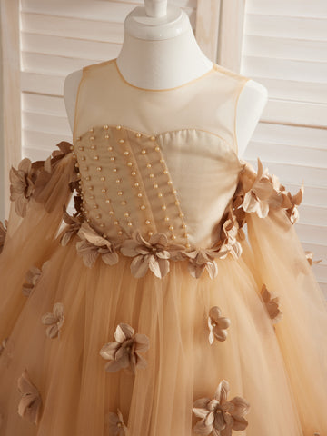 3D Flower Princess Ball Gown Flower Girl Dresses