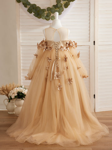 3D Flower Princess Ball Gown Flower Girl Dresses
