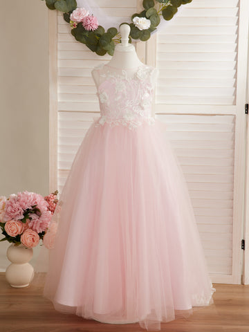 Dream Princess Sleeveless Detachable Train Flower Girl Dress