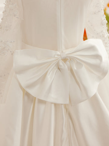 A-line Satin Asymmetrical Flower Girl Dress