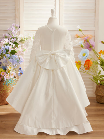 A-line Satin Asymmetrical Flower Girl Dress