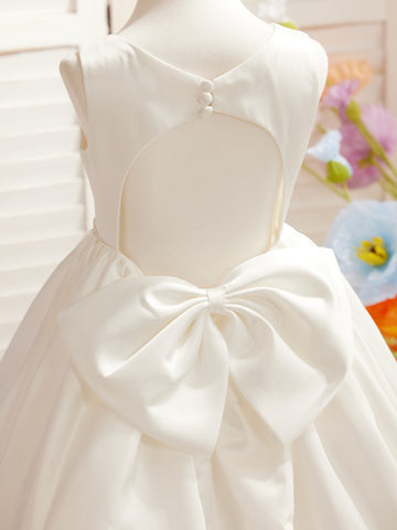Ball-Gown/Princess Satin Sweep Train Flower Girl Dress