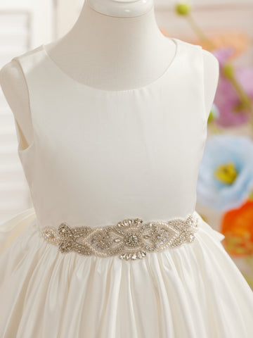 Ball-Gown/Princess Satin Sweep Train Flower Girl Dress