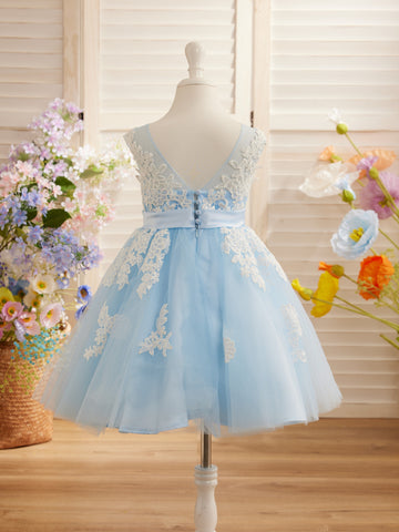 Lace Tulle Knee-length Purple Dress (2003227696)