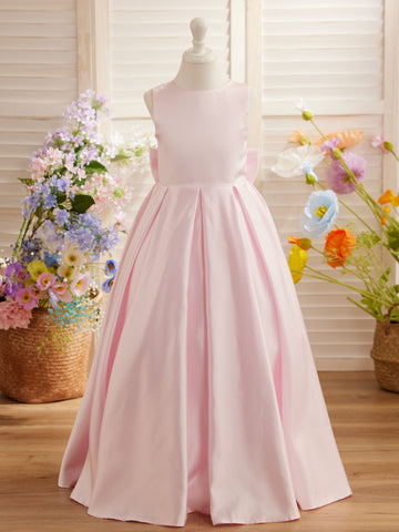 A-line Lace Satin Floor-length First Communion Flower Girl Dress