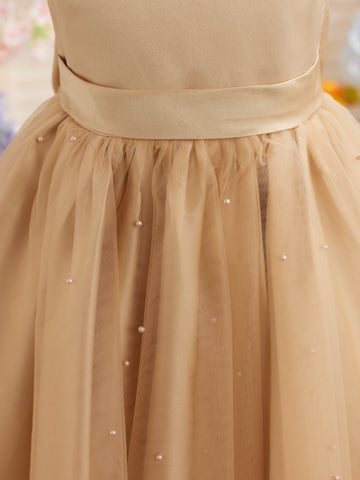 Ball-Gown/Princess Satin Tulle Knee-length Flower Girl Dress