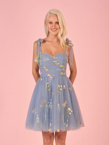 Aline Short Sweetheart Tulle Floral Homecoming Dress