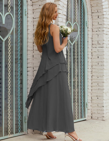 Robe longue en mousseline grande taille pour la mère de la mariée, robe de demoiselle d'honneur de bal de fin d'année SY28019