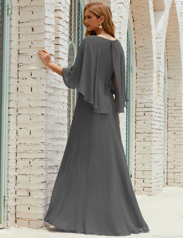 Robe de demoiselle d'honneur Sunnderly pour femme, manches longues, col en V, en mousseline, robe de cérémonie pour mariage SY28018