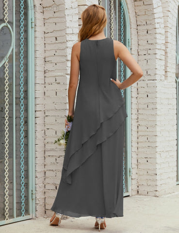 Robe longue en mousseline grande taille pour la mère de la mariée, robe de demoiselle d'honneur de bal de fin d'année SY28019