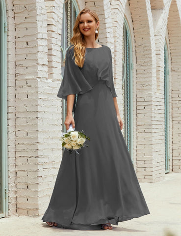 Robe de demoiselle d'honneur Sunnderly pour femme, manches longues, col en V, en mousseline, robe de cérémonie pour mariage SY28018