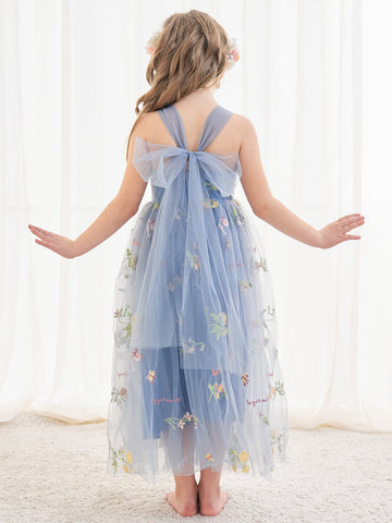 A-line Tulle Ankle-length Blue Dress (2003227598)