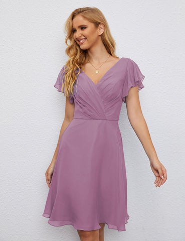Robe de soirée dos nu, robe de bal formelle, longueur genou, manches courtes, robe de cocktail 28077 