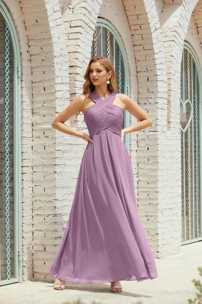 Halter Bridesmaid Dresses Formal Cocktail Prom Gown 28015