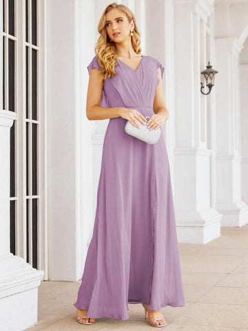 Sunnderly Bridesmaid Dresses Cape Formal Prom Dress Open Back Gowns for Mother of The Bride SY28058