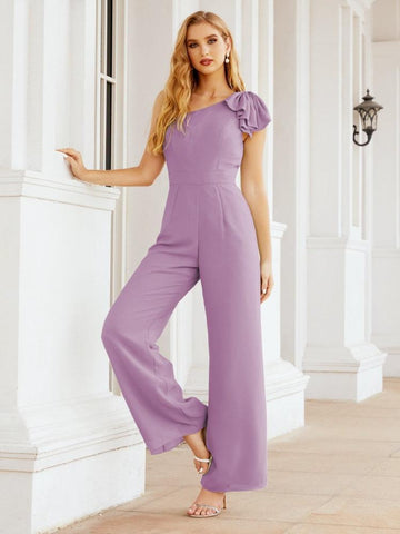 Baoleely Women's One Shoulder Long Jumpsuit Formal Evening Dress Long Bridesmaid Dresses Pants Wedding Party 28034