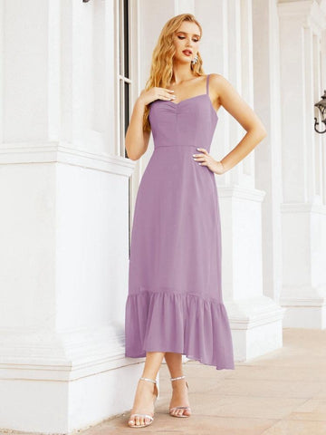 Baoleely Blackless Strap Bridesmaid Dress Ankle Length 28028