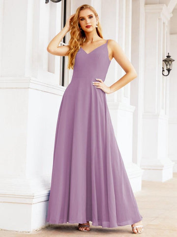 Baoleely Spaghetti Strap Bridesmaid Dresses V Neck Butterfly Back Fromal Evening Party Prom Gown 28036