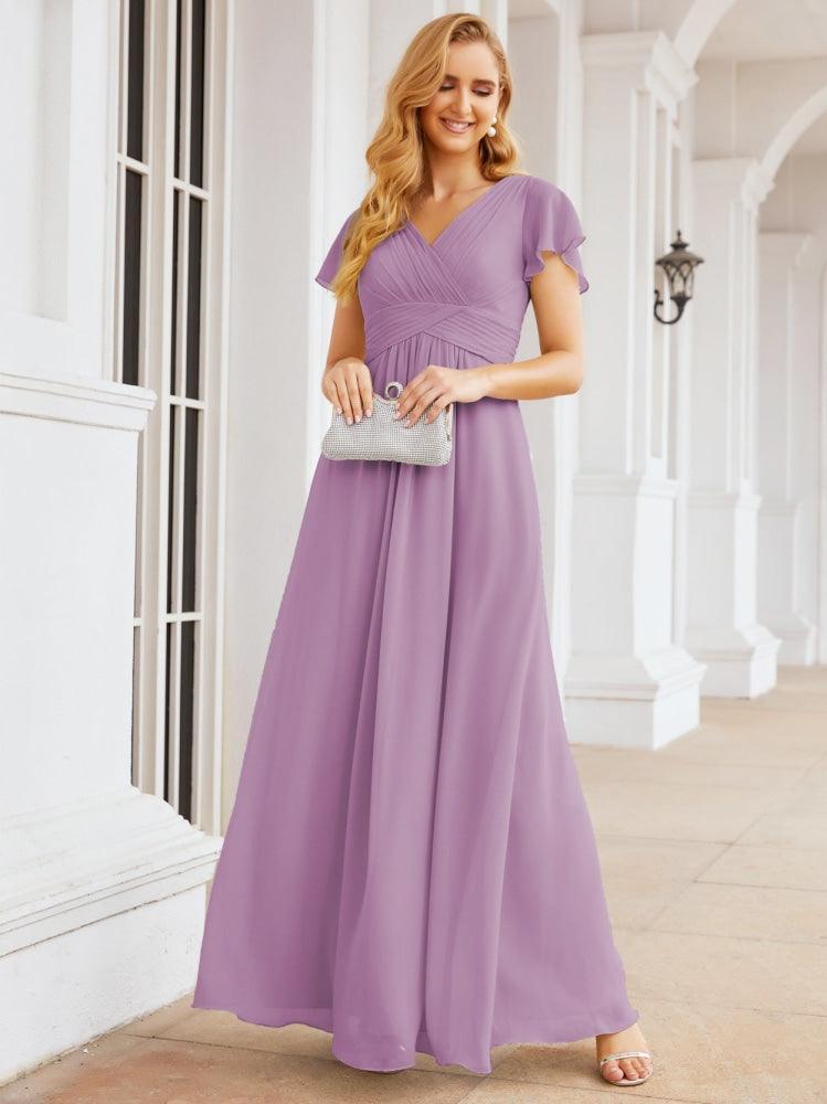 Numbersea Formal Prom Gowns for Mother of The Bride Cap Sleeves Bridesmaid Dress 28047