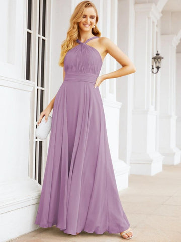 Baoleely Crisscross Halter Bridesmaid Dresses for Party Wedding Evening Prom Maxi Ball Gowns 28053