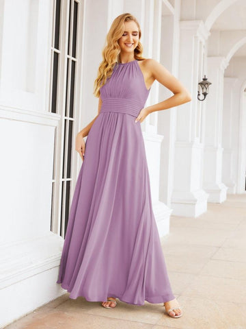 Baoleely Keyhole Bridesmaid Dresses Sleeveless Formal Evening Party Prom Gowns 28043