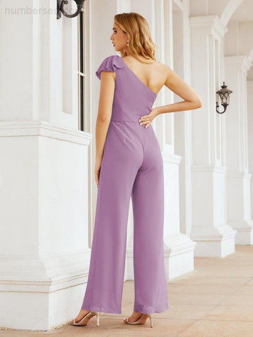 Baoleely Women's One Shoulder Long Jumpsuit Formal Evening Dress Long Bridesmaid Dresses Pants Wedding Party 28034