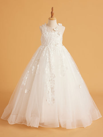 Lace Tulle Sweep Train Ivory Dress (2003227822)