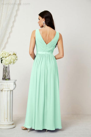 Women's Chiffon Long Bridesmaid Dresses A line Sleeveless Formal Prom Gown for Evening Party Homecoming Dresses 2808