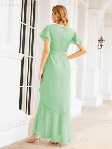 Baoleely Ruffled Bridesmaid Dresses Mermaid Formal Violin Evening Party Prom Gowns 28042