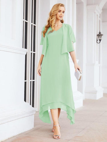 Sunnderly Two-Piece A-line Mother of The Bride Dress Formal Party Gown Dress SY28073