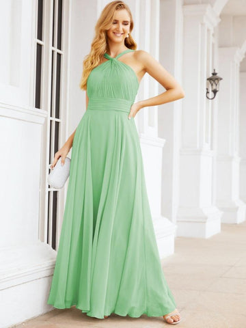 Baoleely Crisscross Halter Bridesmaid Dresses for Party Wedding Evening Prom Maxi Ball Gowns 28053