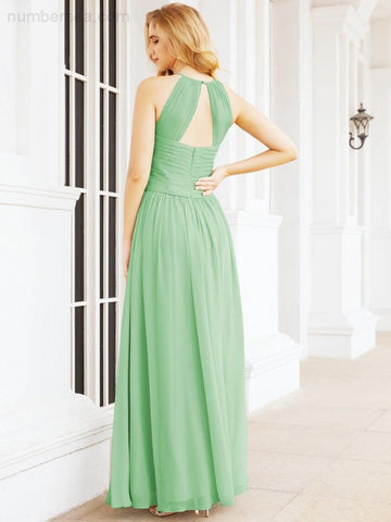 Baoleely Sleeveless Bridesmaid Dresses Long Prom Gown Zipper with Keyhole Back 28056