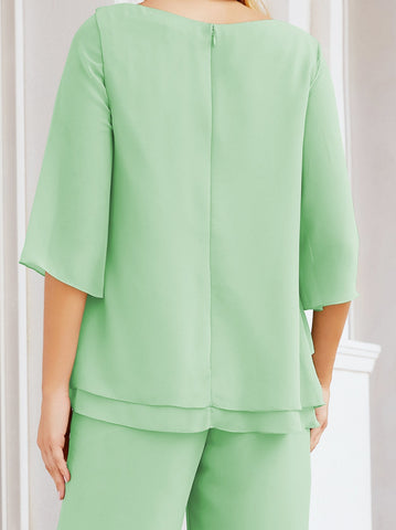 Baoleely Élégante robe mère de la mariée 2 pièces, grande taille, pantalon, volants, couches argentées, peignoir 28064