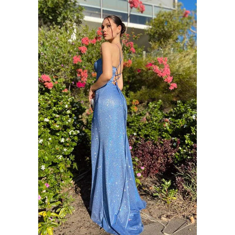 Vestido de fiesta sin mangas con escote en forma de corazón, lentejuelas y abertura